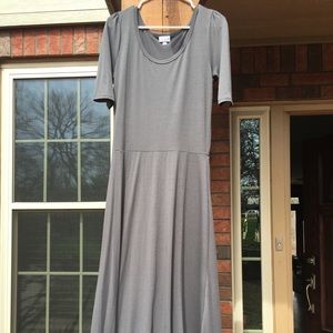 LuLaRoe Large Ana dress; solid grey soft stretch